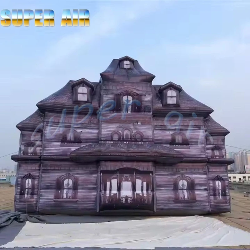 Dekoracja na Halloween, ładny design, trójwarstwowy dmuchany nawiedzony dom, dmuchany zamek.
