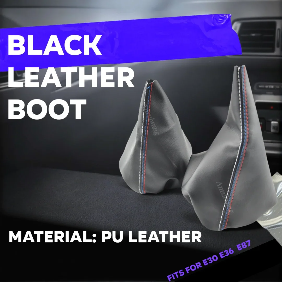Black Leather Gear Shift Lever Knob Shifter Handbrake Gaiter Boot Dust-Proof Cover Car Accessories For BMW E36 E30 E87