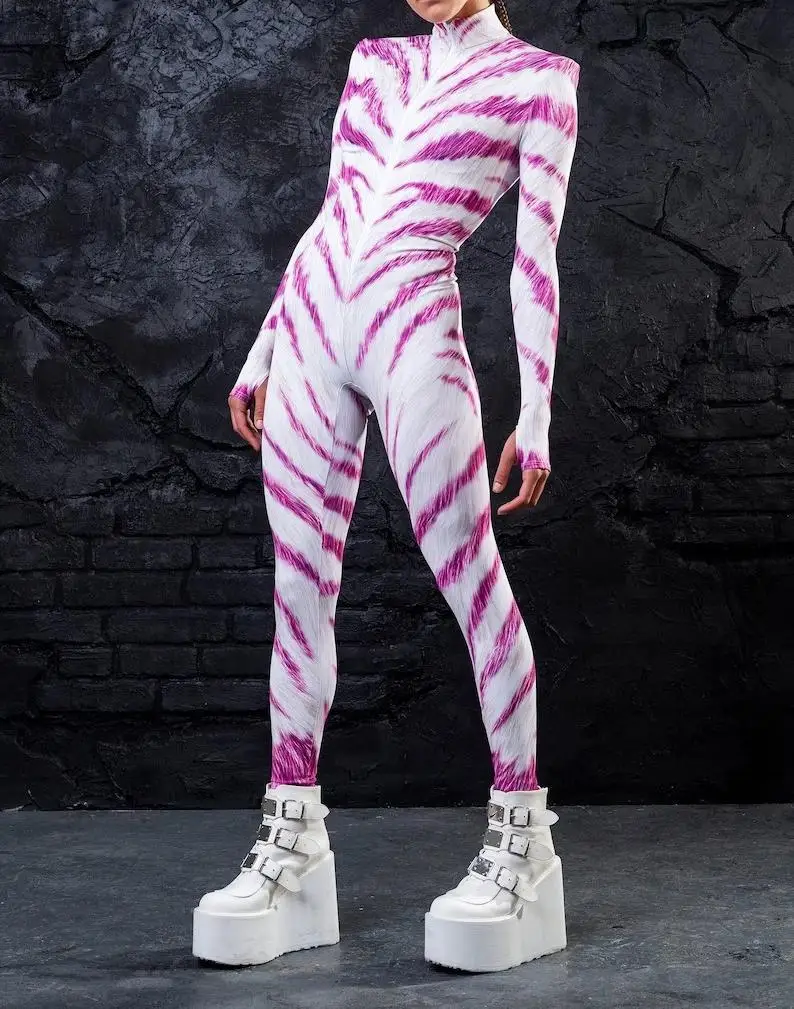 Unisex 3D-gedruckter Tier-Schlangenschädel Cosplay Slim Bodysuit Erwachsenen-Halloween-Cosplay Zirkus-Bühnenkostüm Karneval-Jumpsuit – Detail 4