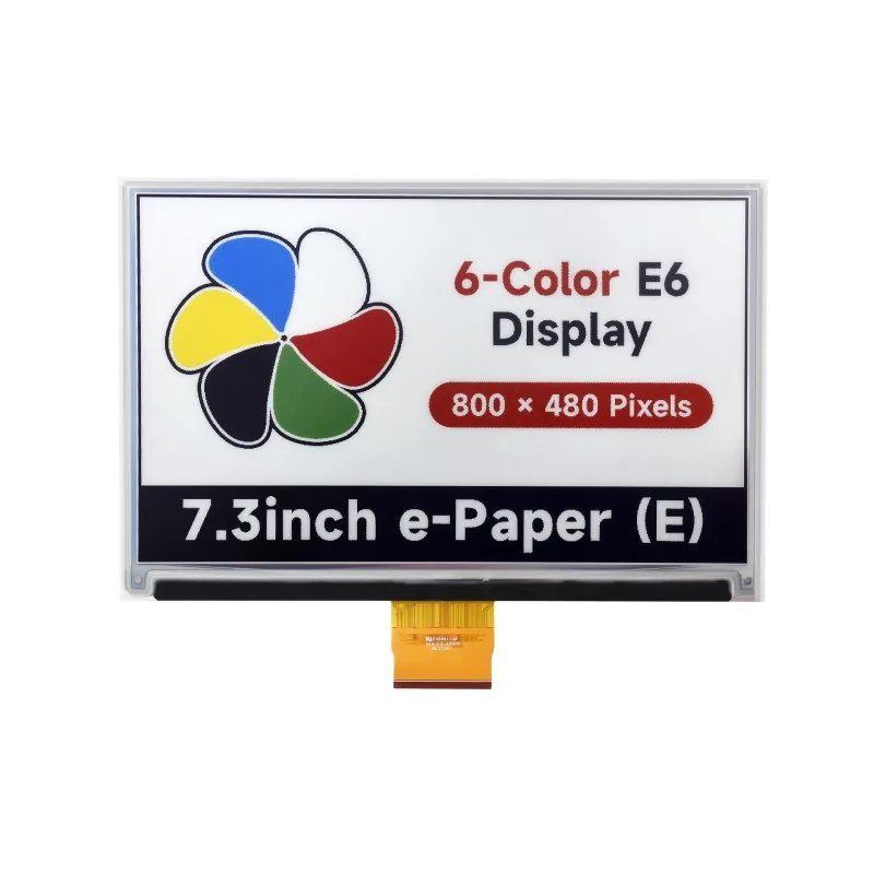 Waveshare 7.3inch 6-Color E-Paper Display,800×480 pixels,E-Ink Display,SPI Communication,Optional for e-Paper Driver HAT