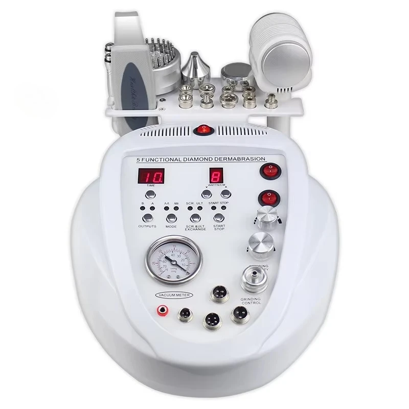 5 in 1 Facial Machine Diamond Dermabrasion Ultrasonic Scrubber Photon EMS Cold Hot Blackhead Remover Skin Rejuvenation Tool