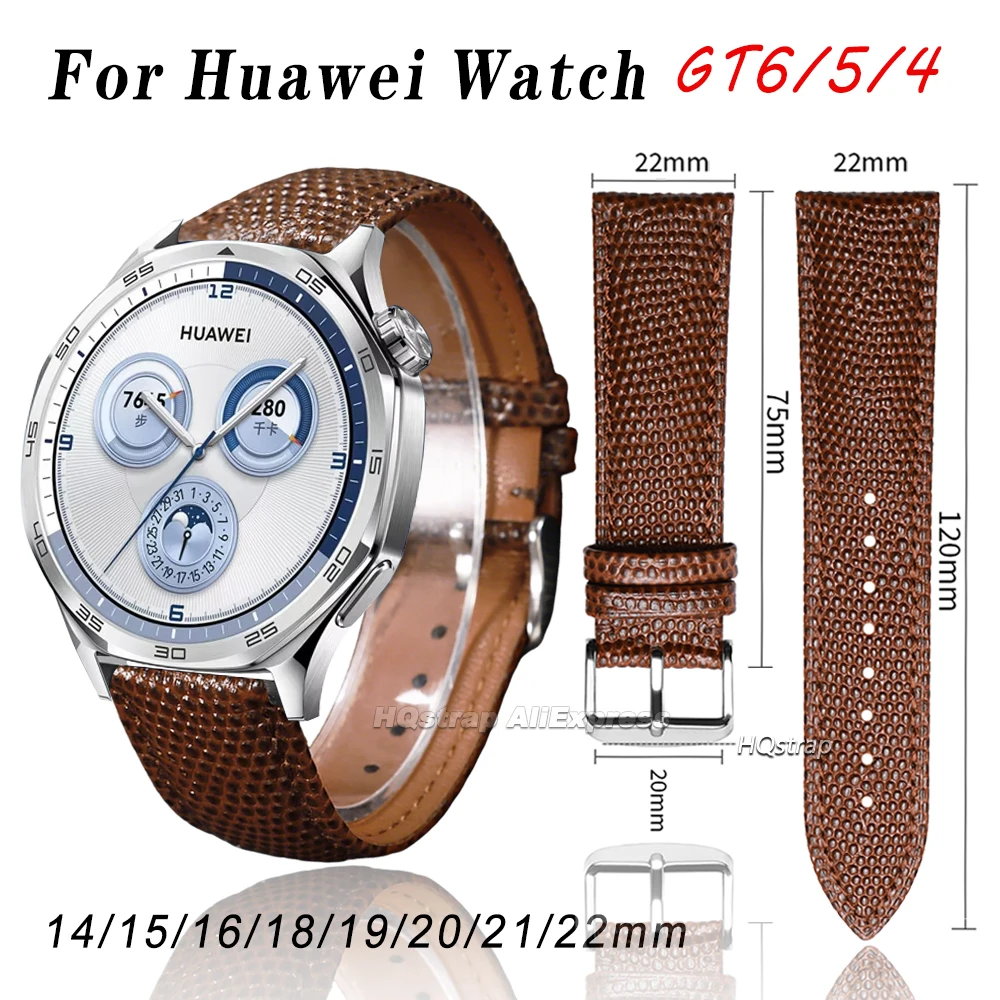 Cowhid Watch Strap 14mm 15mm 16mm 18mm 19mm 20mm 21mm 22mm Universal Bracelet for huawei watch GT6/5/4 Replacement Wrist Band