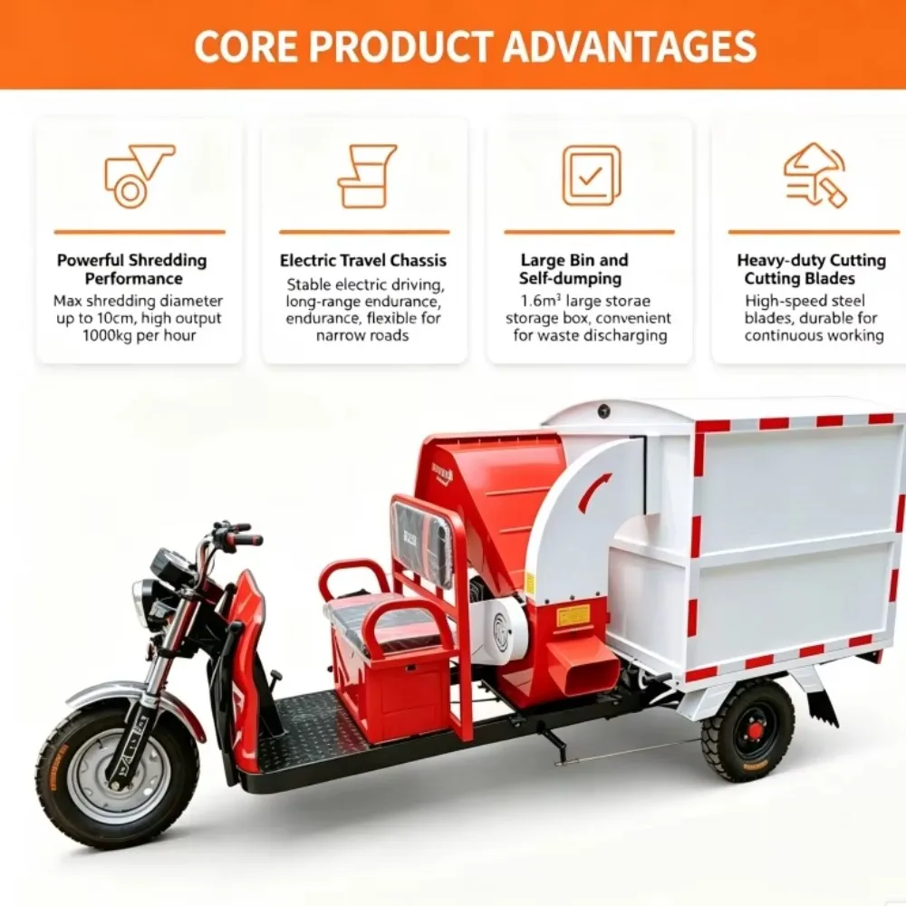 Heavy Duty Leaf Suction Crushing Collecting Vehicle Anti Clogging Structure for Highway Green Belt Leaf Disposal