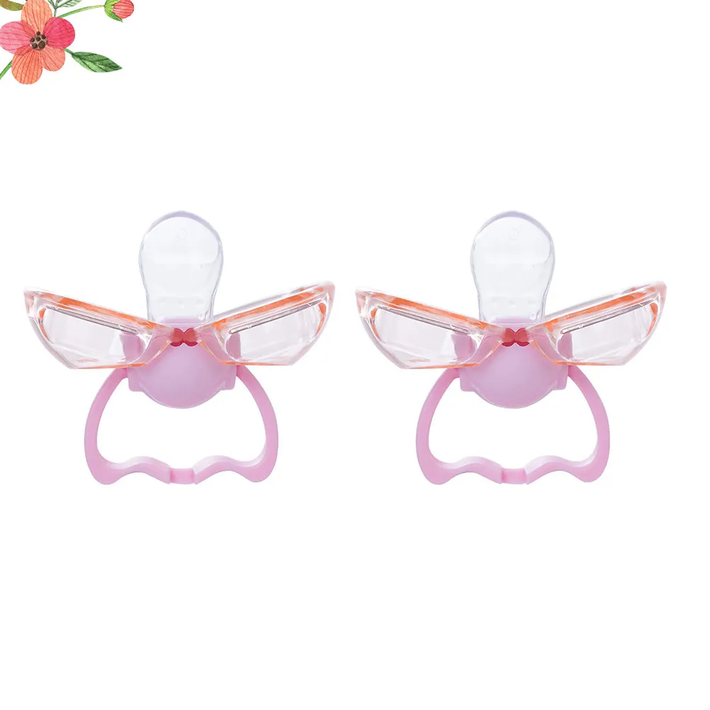 

2Pcs Silicone Dummy Pacifier Baby Nursing Accessories Soother Pink Food Grade Plastic Infant Comfort Gift