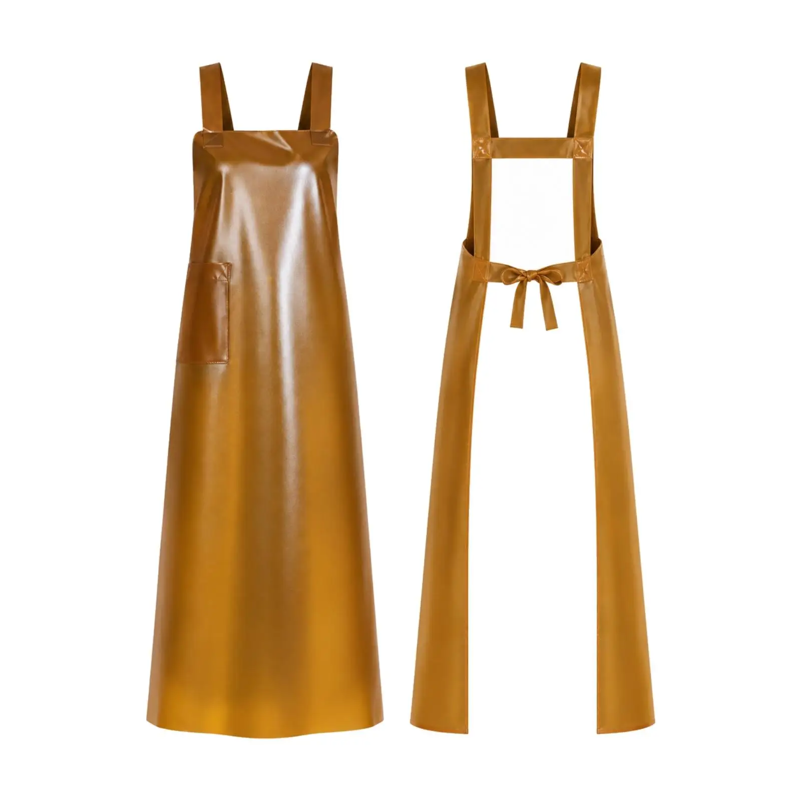 Plastic Waterproof Apron for Kitchen with Front Pocket Long Bib Style PVC Material Oil Proof for Cooking Seafood Cleaning Work