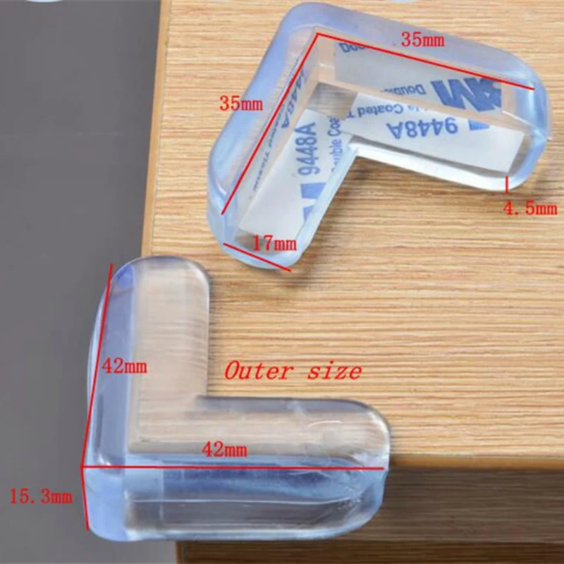 2pcs/lot Transparent Table Corner Protector For Baby Toddler Glass Teapoy Soft Right-angled Corner Guards Safety Edge Pad