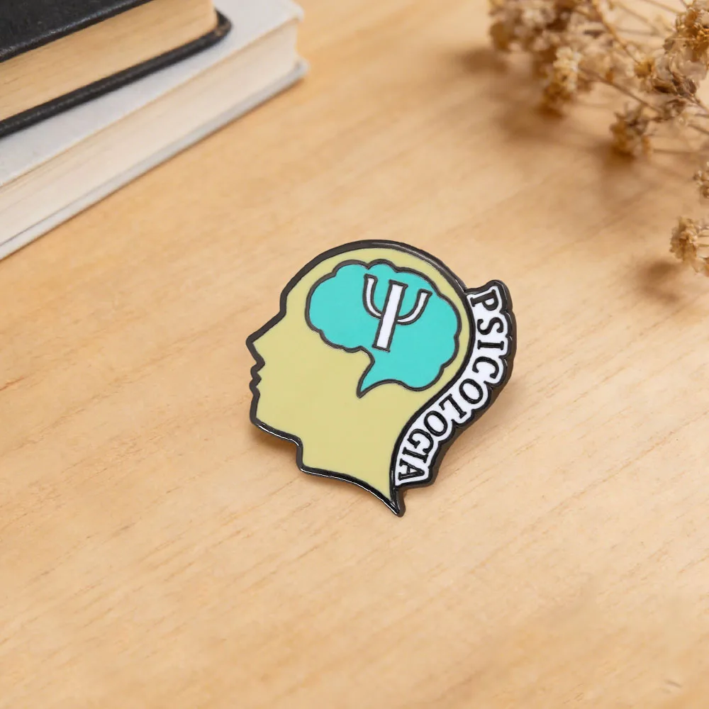 Psychologie-Gehirn-Emaille-Pin, Psi-Symbol-Brosche, Geschenk für Psychologie-Studenten zum Abschluss, Abzeichen für das Bewusstsein für Psychische Gesundheit – Detail 7
