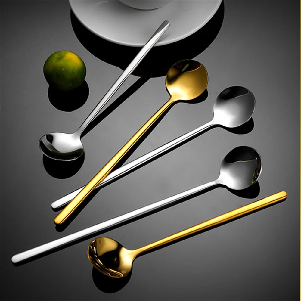 1/5PCS Stainless Steel Spoon Versatile Use High Aesthetic Value Elegant Increasing Demand Of Long Handle Spoon Durable