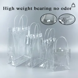 1Pc Clear Tote Waterproof Bag Reusable PVC Clear Shopping Bag Shoulder Handbag Environmentally Travel Storage Bag Shoes Bag