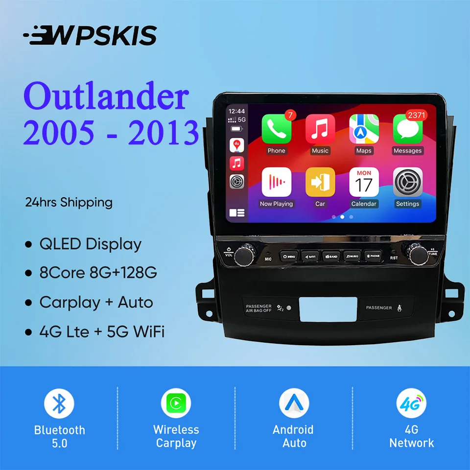 Radio de coche para Mitsubishi Outlander 2005 - 2013 reproductor de música y vídeo Multimedia para automóvil unidad principal grabadora de cinta Carplay 4G Lte WiFi BT