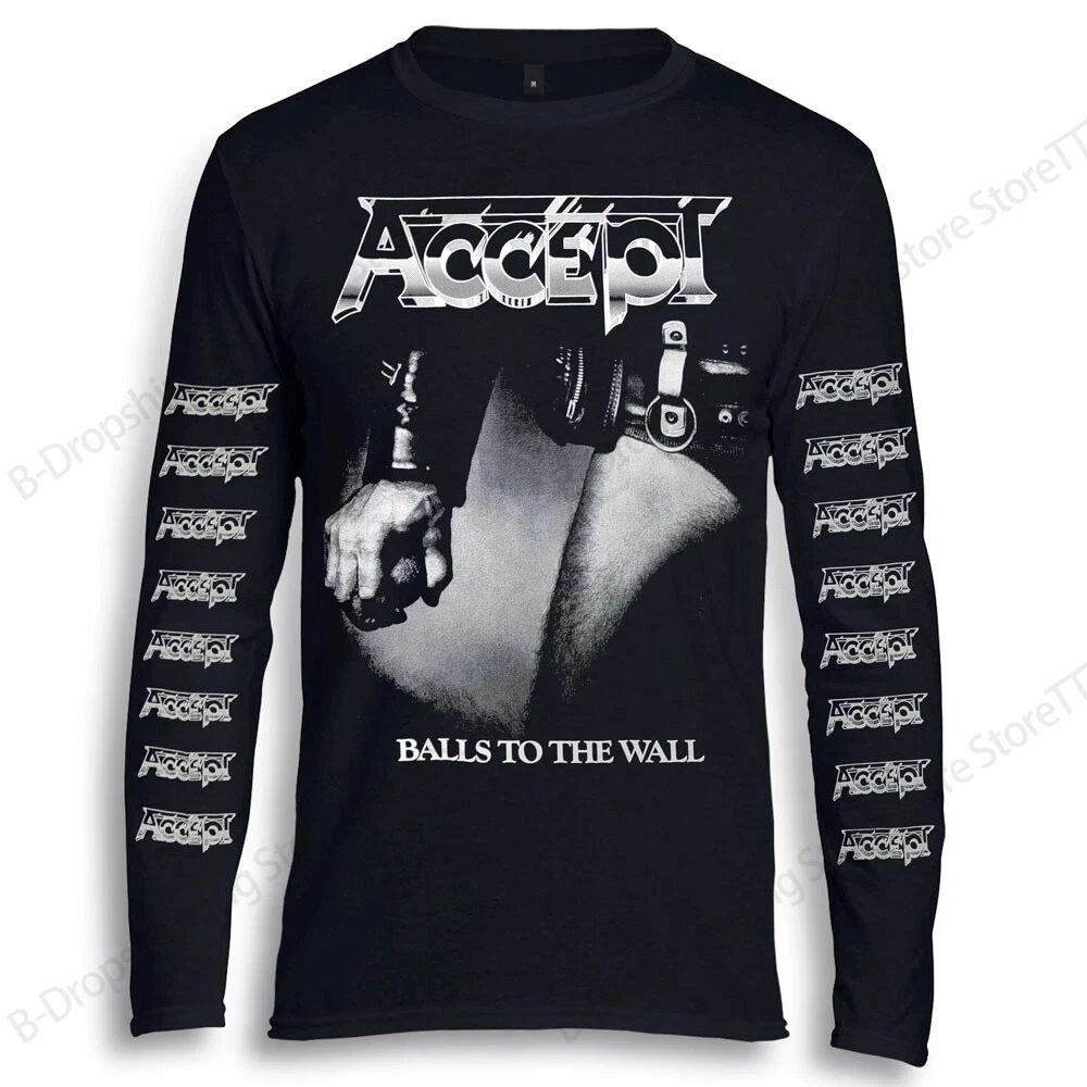 Mens New Rock Long Sleeve T-shirt Vintage Accept Band 3D Print Tshirt Men Women Fashion O-Neck Sports Tops Tees Men Clothing New