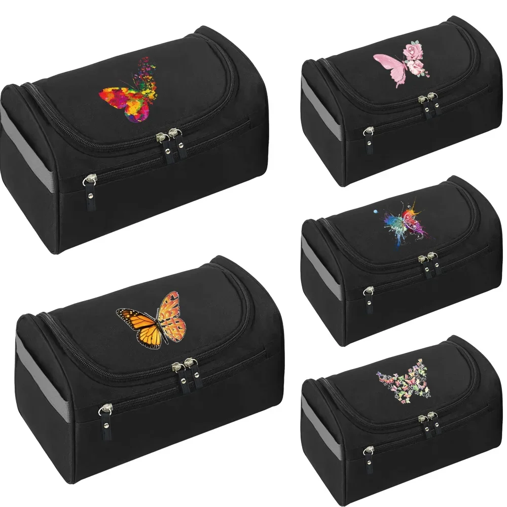 

Unisex Travel Cosmetic Bag Men Necessaries Hanging Make Up Case Organizer Women Makeup Wash Bags Storage Handbag Butterfly Print