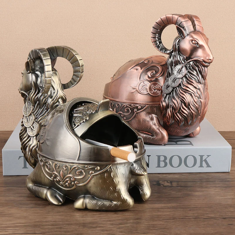 

Sheep ashtray, home living room, creative personality, retro office ashtray, anti fly ash, covered ornament