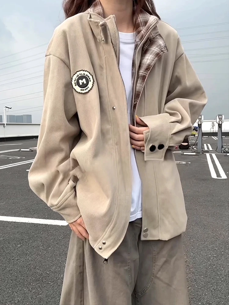 

Американская клетчатая бейсбольная куртка в американском стиле, мужская осенняя дизайнерская уличная лоскутная повседневная универсальная мужская одежда в стиле ретро