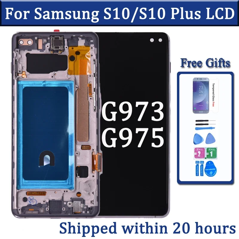 Screen for Samsung S10 Plus S10+ G975 G975F Lcd Display Digital Touch Screen  with Frame for Samsung S10 G973 Assembly