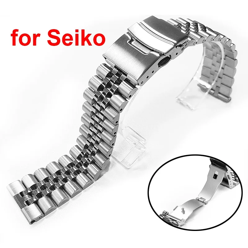 Stainless Steel Watch band for Seiko Straps 18 19 20 21 22 23 24mm Flat End Jubilee Bracelet Solid Metal Band Accessories