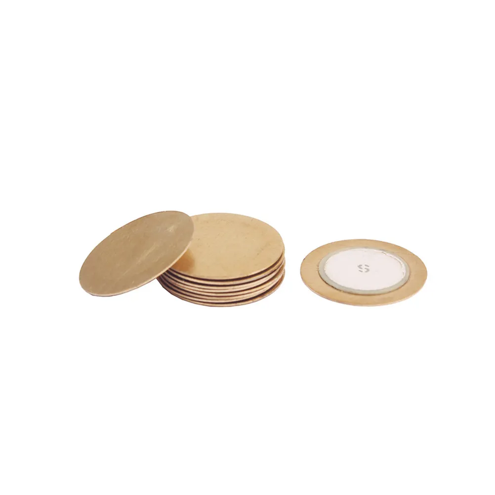 10Pcs Piezo Disc 15Mm Brass Outer Diameter 100Mm Leads 4.6khz for Acoustic Instrument Pickup Guitar Accessory Microphone Trigger