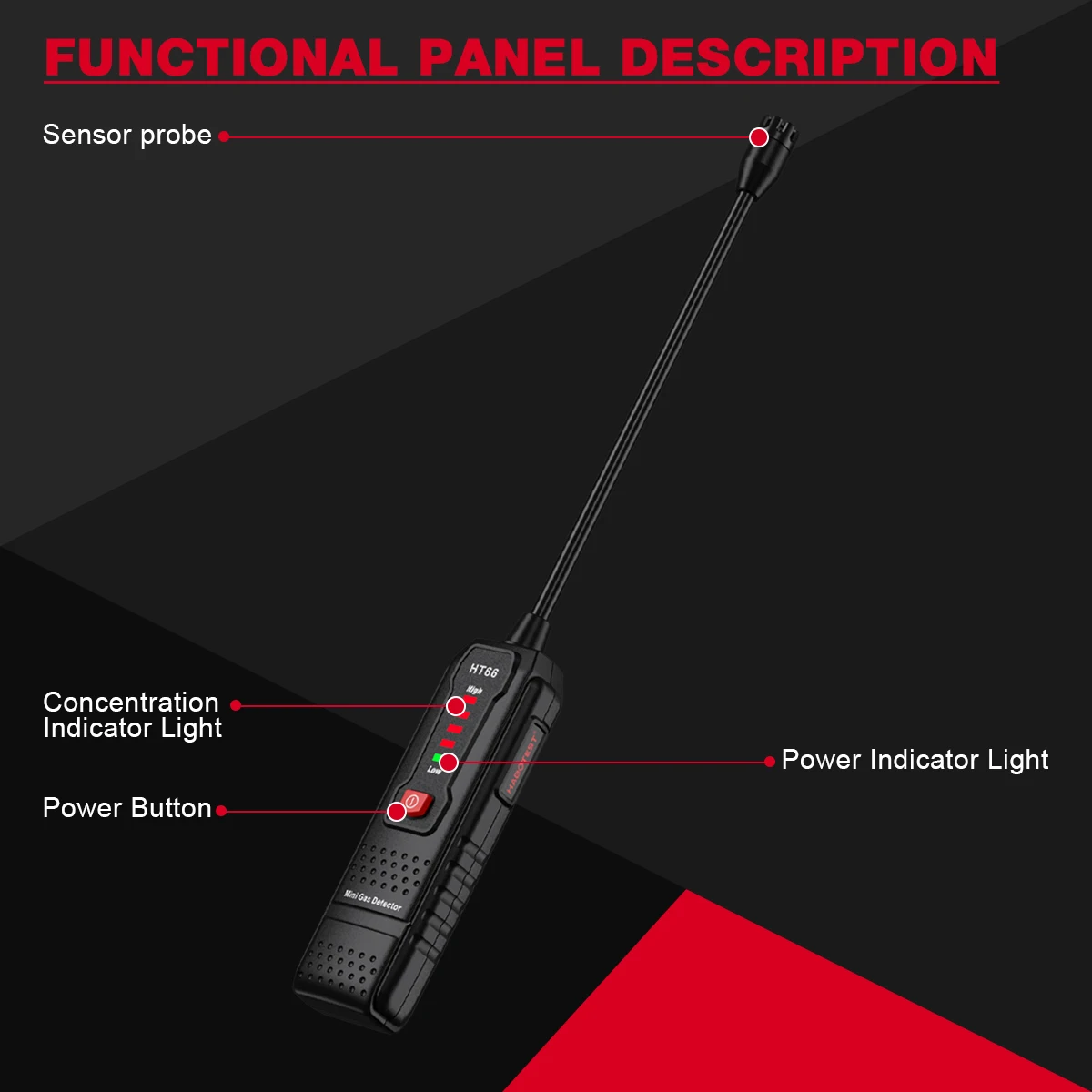 HABOTEST HT66 Gas Leak Detector 50-1000PPM Sound Alarm Combustible Flammable Natural Methane Gas Leak Detector Electric Tools