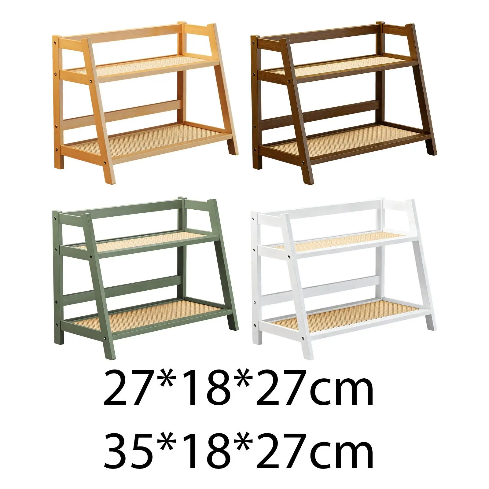 

Tabletop Shelf Storage Organizer Bamboo Double Tier Rack Home Decor Space Saving Shelf for Living Room