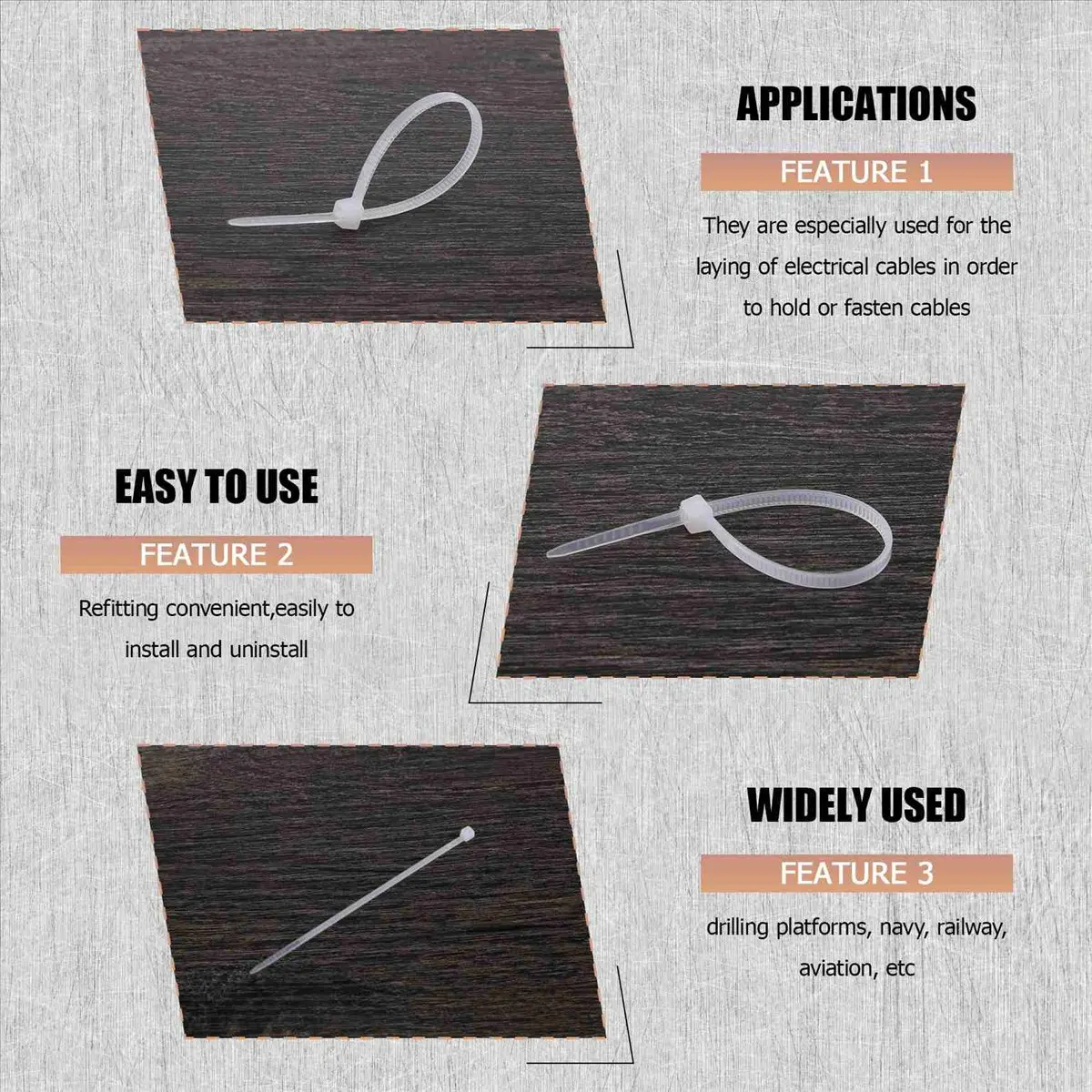 BHBL Cable ties INDUSTRIAL QUALITY Cable ties: 100x2.5mm Color: White Quantity: 50 pieces
