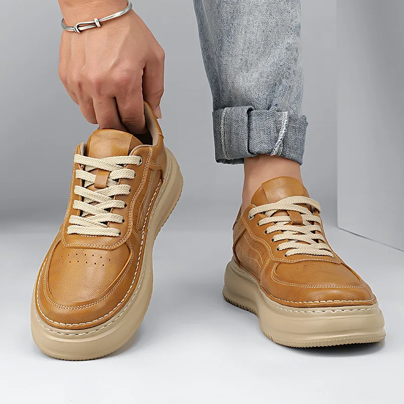 

High Quality Brand Leather Men's Shoes Breathable Casual Sneakers Men Handmade Luxury Designer Shoes for Men Zapato Para Hombre