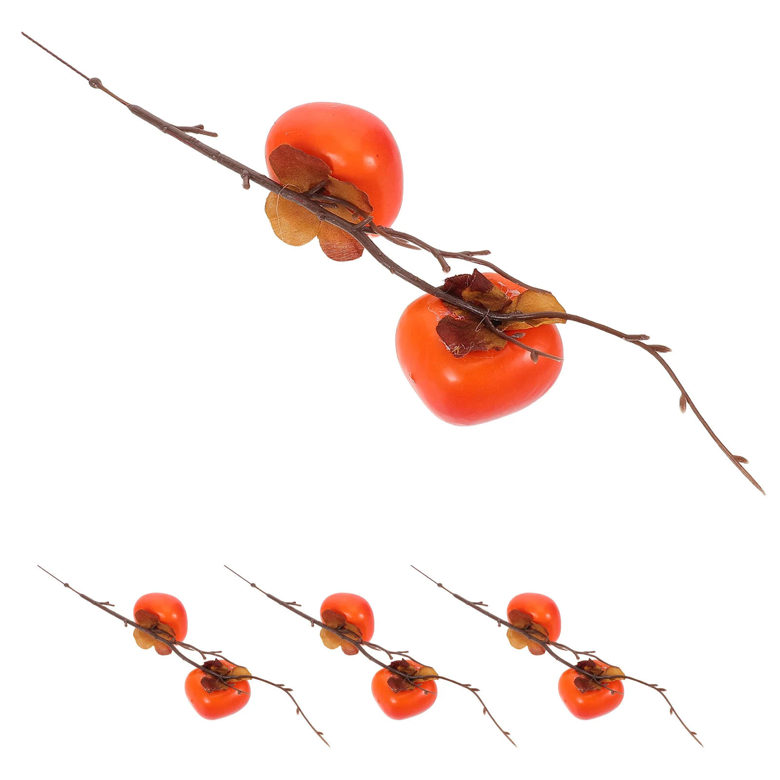 

4Pcs Artificial Persimmon Stems Realistic Fall Fruit Branches Home Office Vase Decoration Seasonal Floral Picks