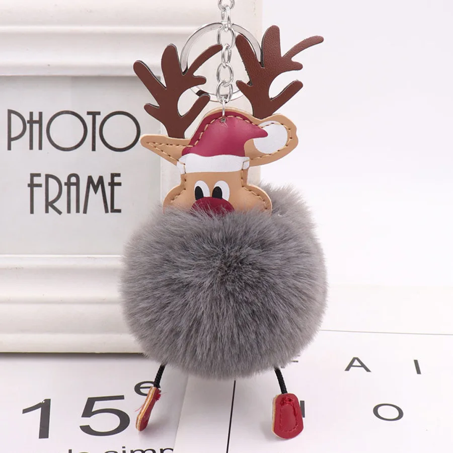 Winter Christmas Deer Hairball Keychain Cute Christmas Deer Plush Bag Pendant Manufacturer Wholesale