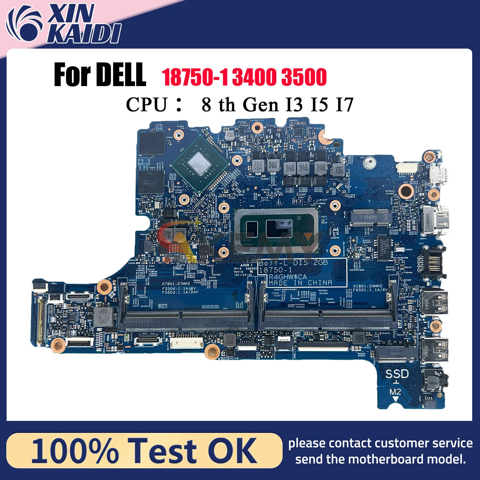 

Материнская плата для ноутбука Dell Latitude 3400 3500, CN-0KVN26 01NFHD с процессором i5 i7 18750-1, 100% полностью протестирована