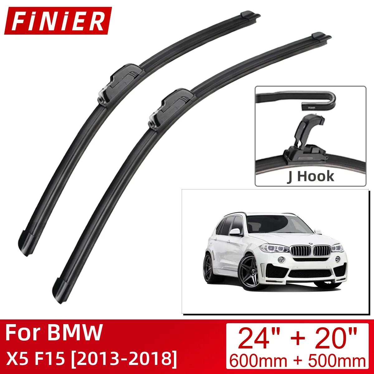 

For BMW X5 F15 2013-2018 24"+20" Car Accessories Front Windscreen Wiper Blade Brushes Wipers U Type J Hooks 2018 2017 2016 2015