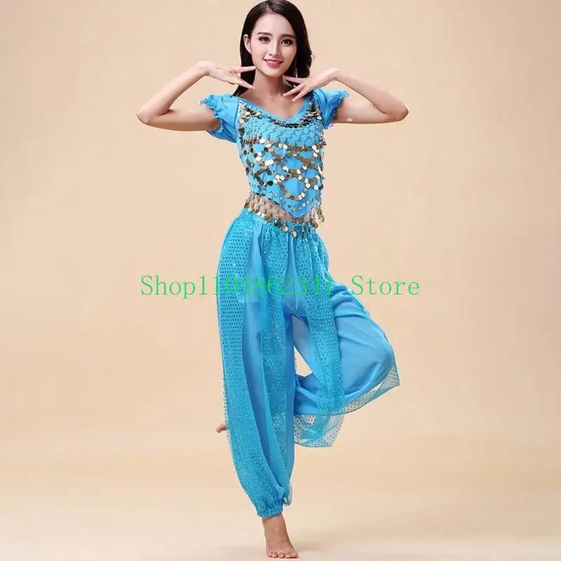 5asd Belly Dance Costume Set for Women 2Pcs Belly Dancing Tops and Lantern Trousers Carnival Dancer Outfit Suit Gifts