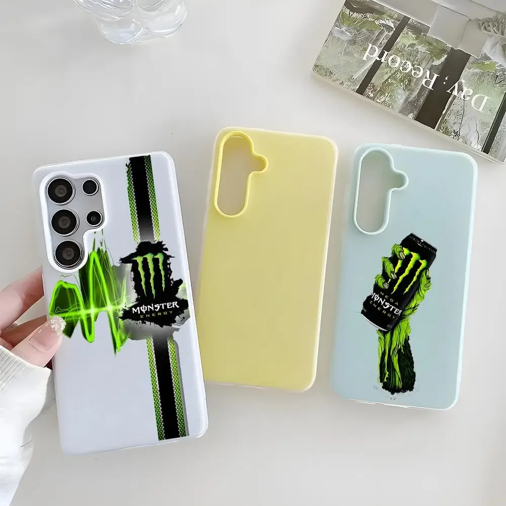 Funda MonsterEnergy para Teléfono, Funda Transparente de TPU para Samsung S22-S26, 2 en 1 con Porta Tarjetas Desmontable