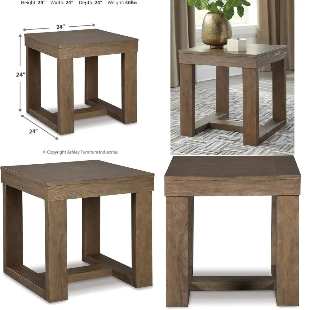 

Большой квадратный приставной столик в серо-коричневой отделке