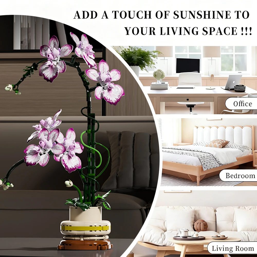 Dia dos namorados aniversário borboleta orquídea buquê tijolos presente para crianças meninas 696 pçs diy montagem brinquedo mesa decoração de flores novo