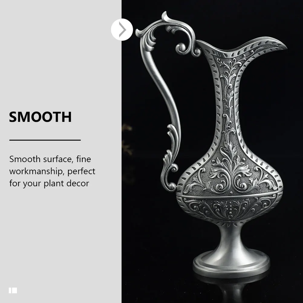 

1Pcs Retro Handle Flower Vase Zinc Alloy European Style Metal Flower Holder Desktop Home Decoration Decorative Vase