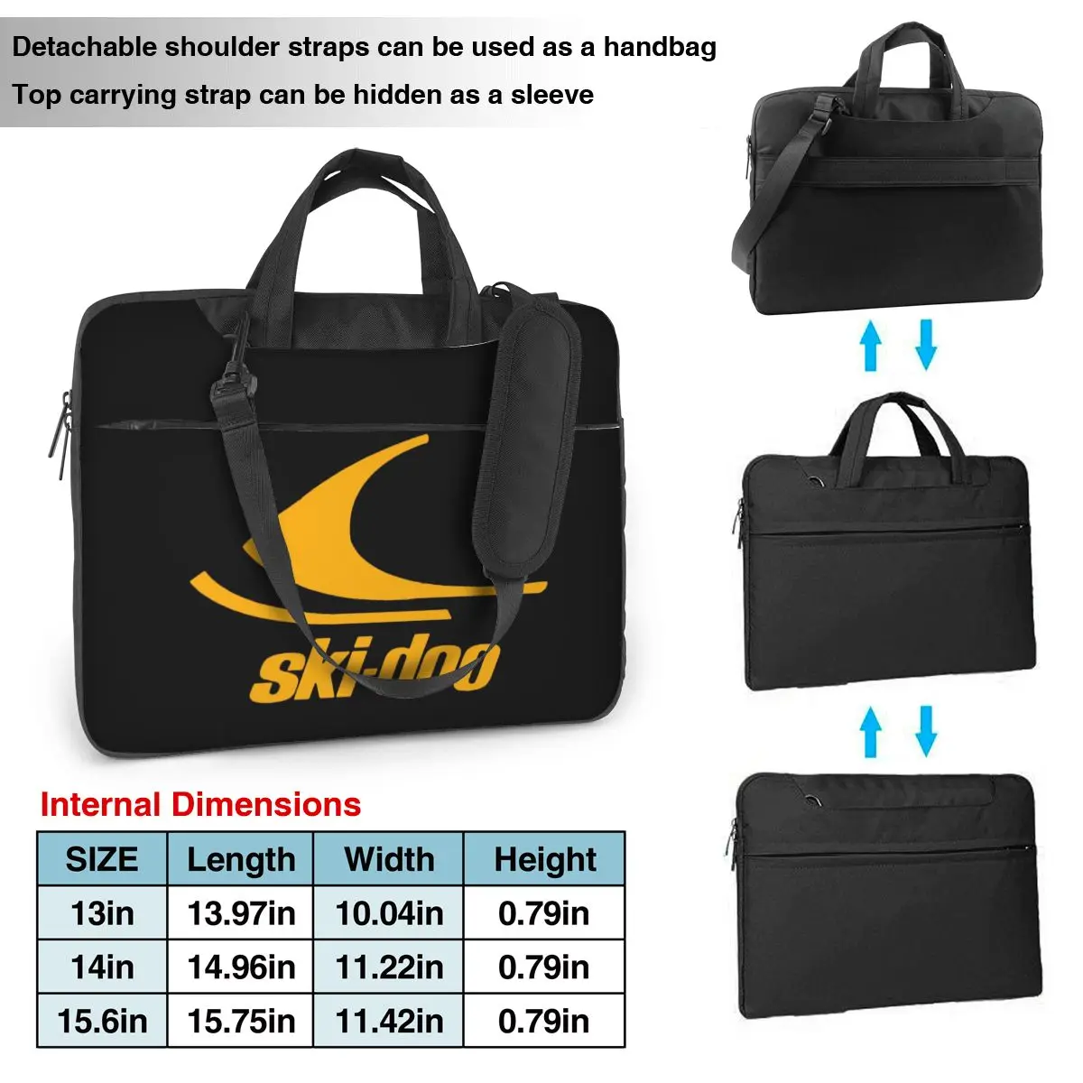 Vintage Ski Doo Laptop Bag Shockproof Case Computer Bag 13 14 15.6 Inch Crossbody Notebook Pouch For Macbook Pro Air