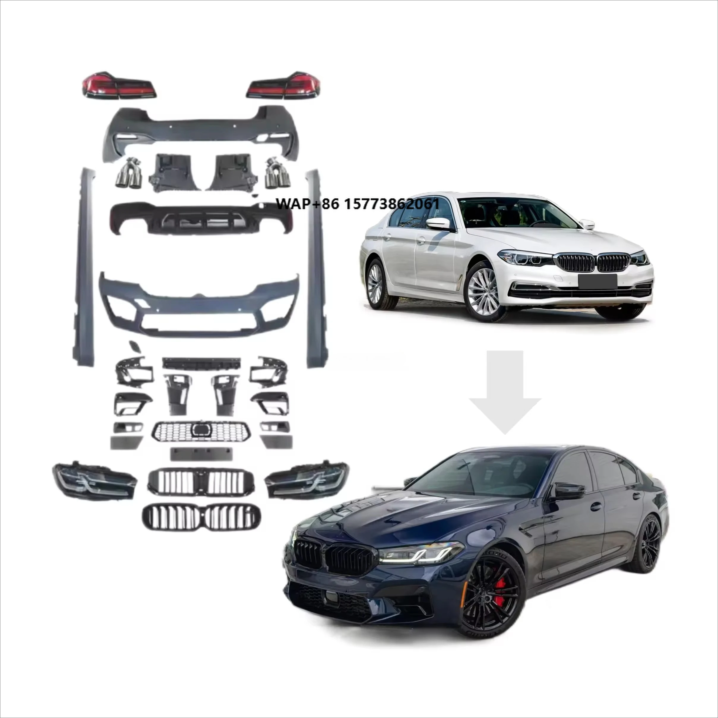 

Hot Sale for G30 PRE 2017-2021 Facelift G30 2023 LCI M5 CS Hood Fender Upgrade Bodykit New Front Bumper LED Headlights