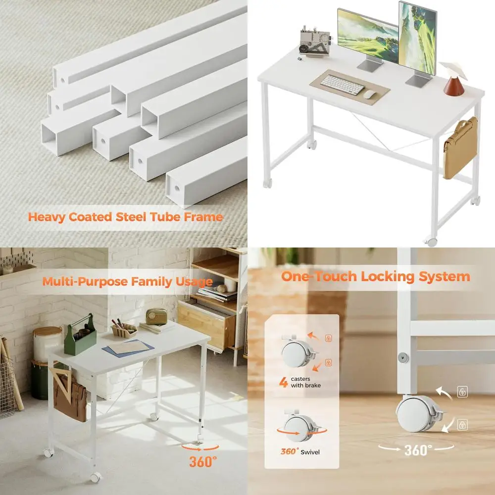 

Compact Rolling Desk for Gaming and Home Office, Ideal for Small Spaces and Study Writing