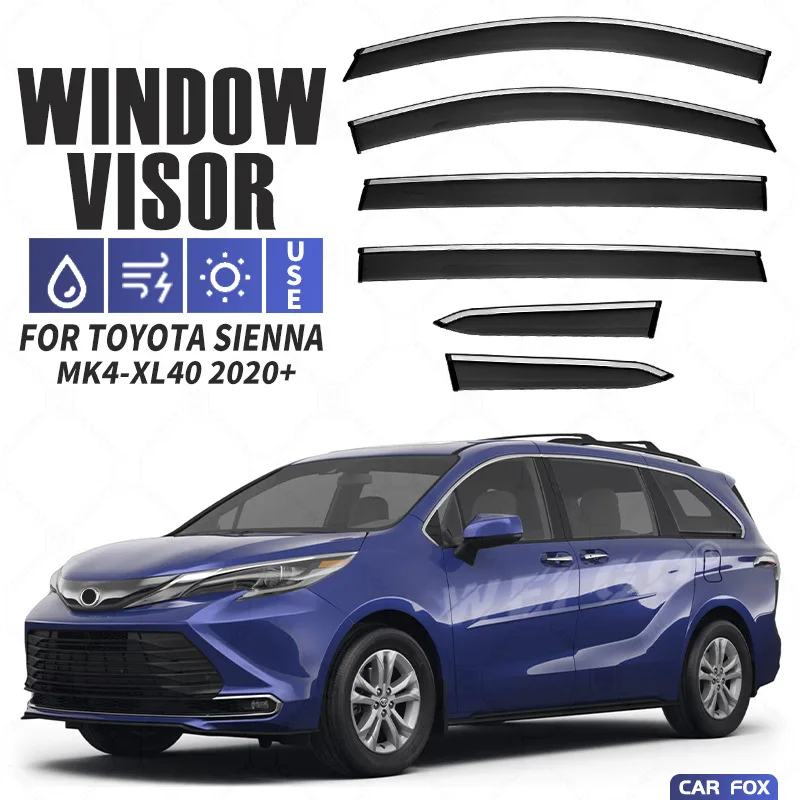 

4 шт. для Toyota Sienna 2011-2020: Дефлекторы окон, ветровики, защита от дождя и солнца, аксессуары для авто