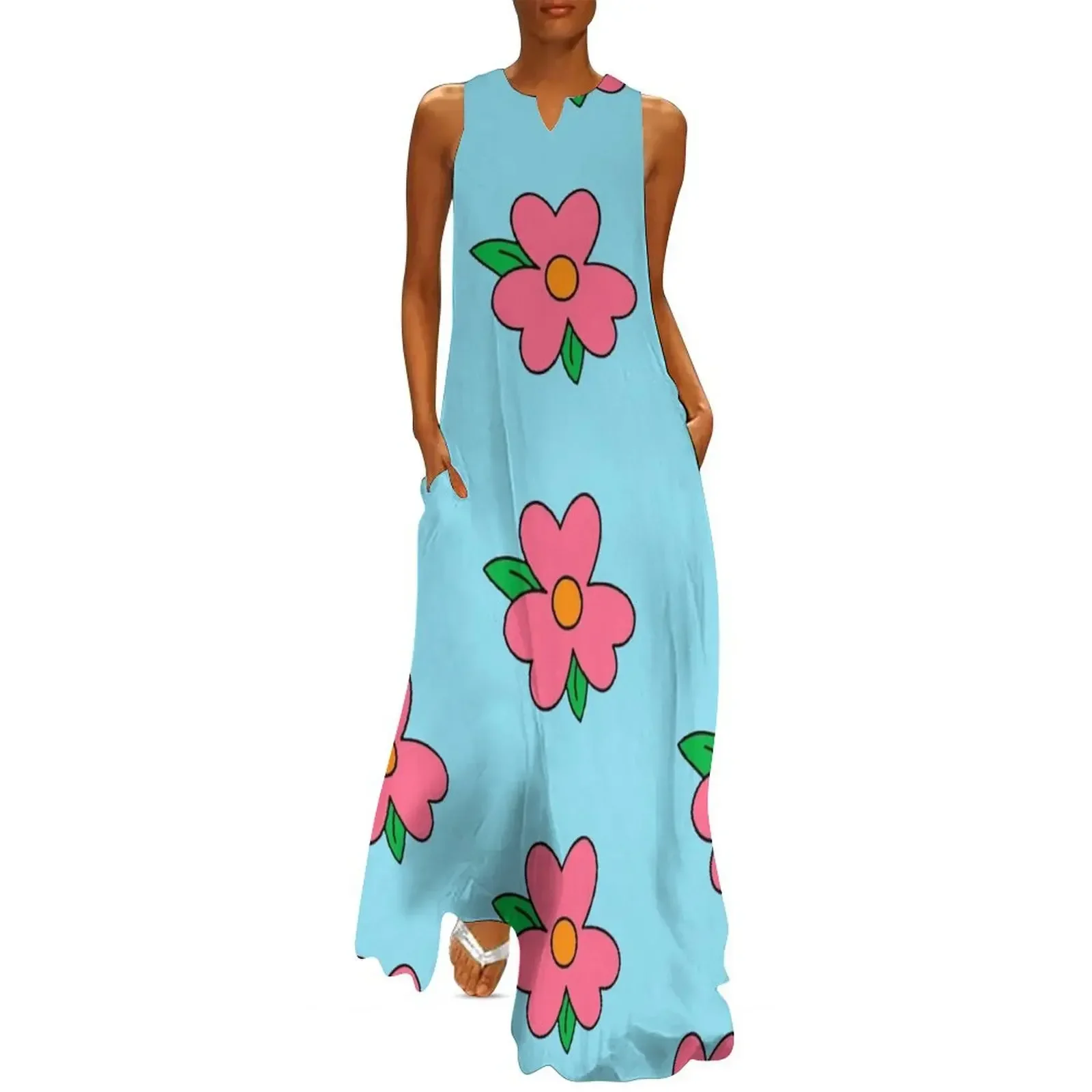 

Fat Homer blue Dress Pattern big flower Long Dress Dresses Clothing Woman's evening dress
