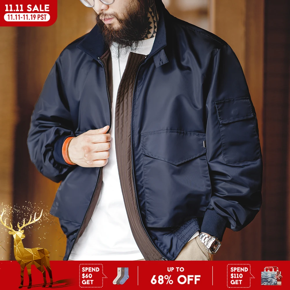 

Maden G-8 WEP Flight Jackets for Men Vintage Navy Blue Bomber Jacket Autumn Winter Outerwear Turn-down Collar Coats