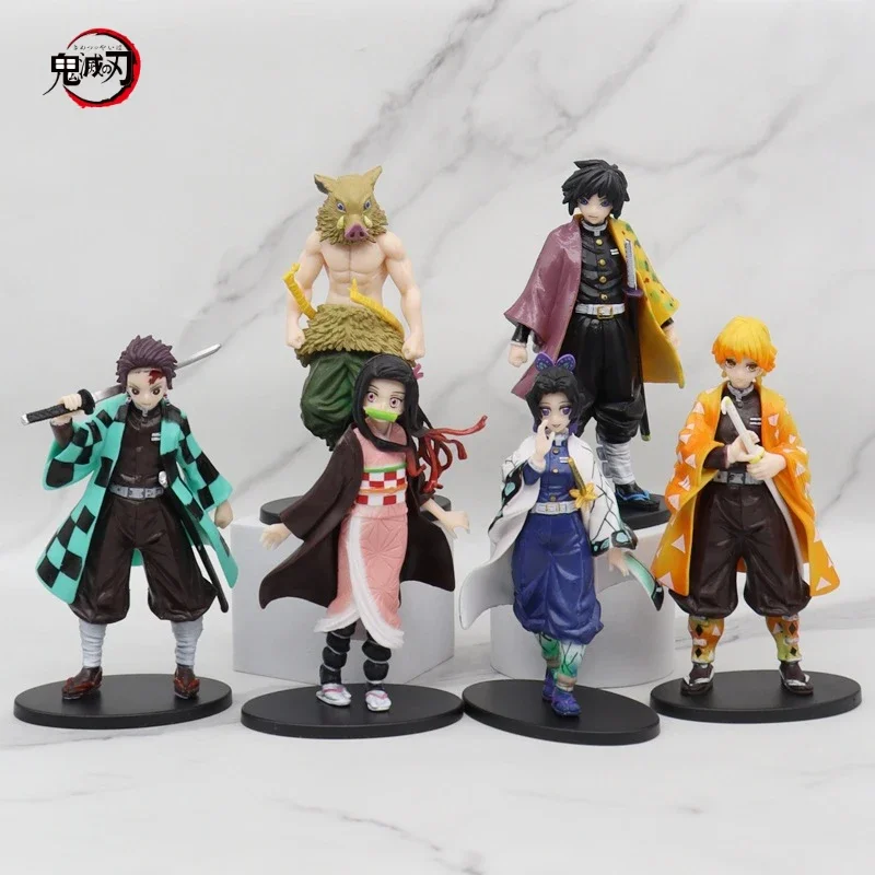 

Anime Demon Slayer Cartoon Tanjirou Shinobu Nezuko Zenitsu Action Figure Kimetsu No Yaiba Scale Model Desktop Ornament Gifts Toy