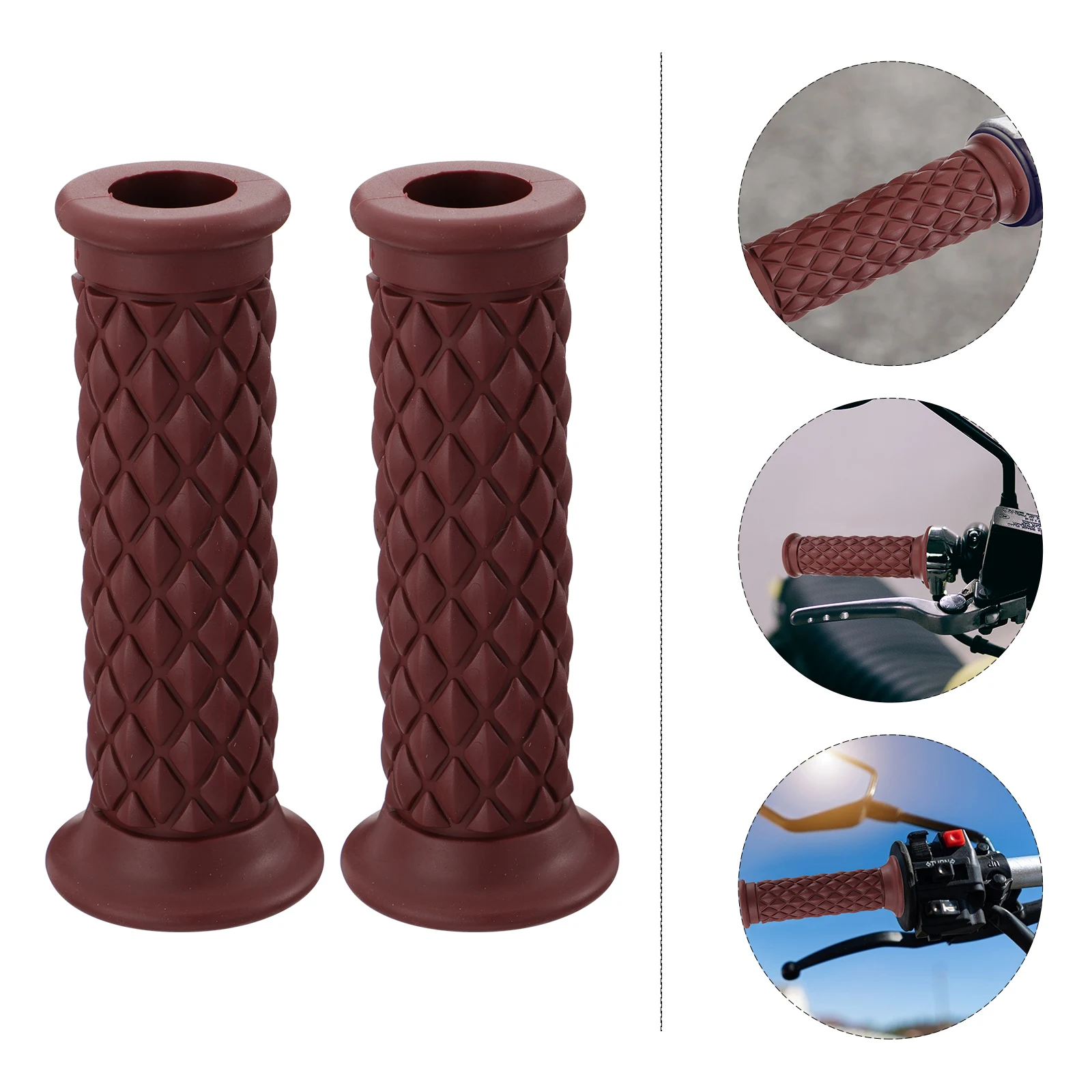 

Retro Motorcycle Grip Brown Throttle H Rubber Accessories Anti Motorcycle Skid Durable Bike Parts