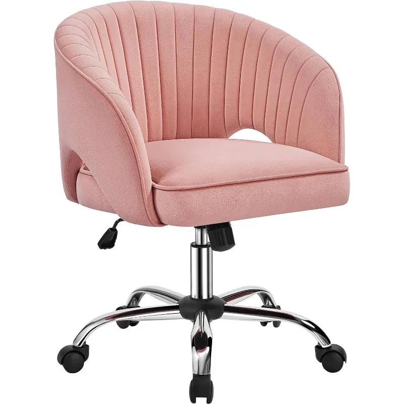

Pink Desk Chair Cute Vanity Chair with Back & Modern Swivel Rolling Design for Home Office, Study, Vanity, Bedroom