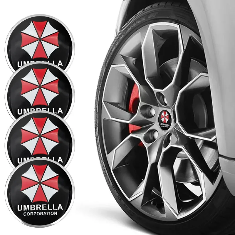 

4pcs 56mm Emblem Badge Sticker Car Wheel Center Hub Metal Cap For Umbrella Corporation Car Styling Decoration Car Accessories