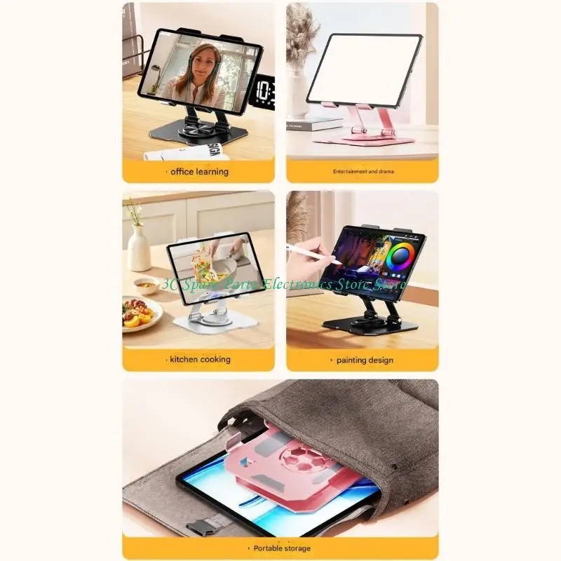 SZ Portable 360 Rotating Tablets Stand With Double Height Adjustment For 4.7-13inch Devices