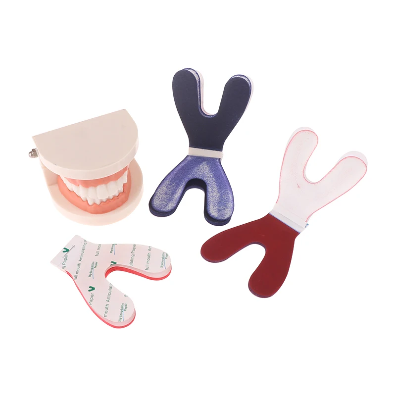 2 كتب/صندوق مزدوج Y نوع أزرق أحمر لدغة ورقة المتاح الأسنان توضيح ورقة لوازم مواد طب الأسنان #2