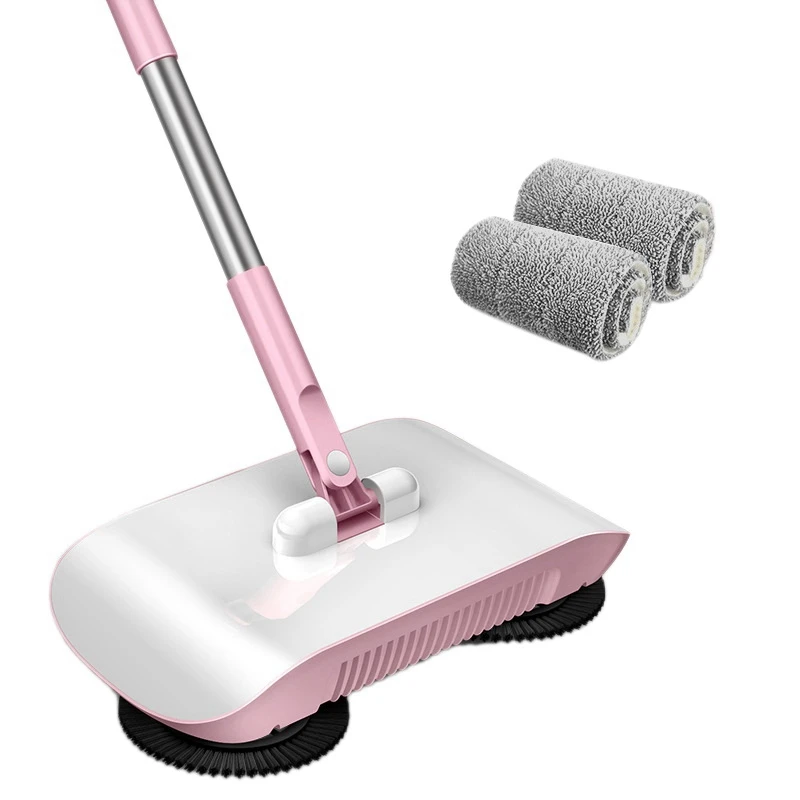 2 in 1 Hand Push Vacuum Cleaner Set Home Sweeper Broom Dustpan Handheld Dust Collector Carpet Floor Cleaners(Pink)