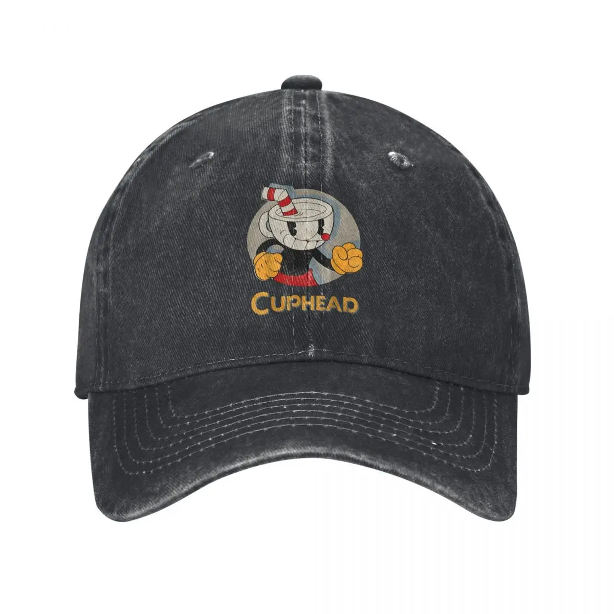 Vintage Cuphead Shadow Profile Vintage Baseball Cap Unisex Distressed Snapback Hat Anime Cartoon Game Outdoor All Seasons Travel