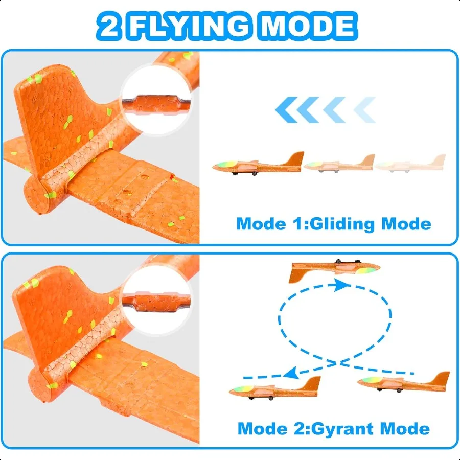 Fuwidvia 3 Pack Aereo Lanciatore Giocattoli 13.2 ''LED Schiuma Aliante Aereo Giocattolo per Ragazzi 2 Modalità di Volo Giocattoli Volanti All'aperto Compleanno Gi