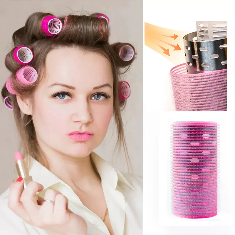 

12pcs/set Aluminum Core Fast Heating Self Grip Hair Rollers Big Wave Magic Nylon Curlers Air Bang Hair Root Fluffy Maker 1820